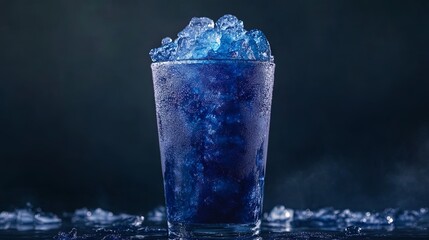 Cool crushed ice slush in a clear glass