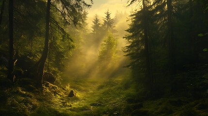 Fototapeta premium Misty Woods Surrounding Eibsee Lake