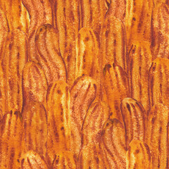 Seamless watercolor pattern of sweet fried sugar churros