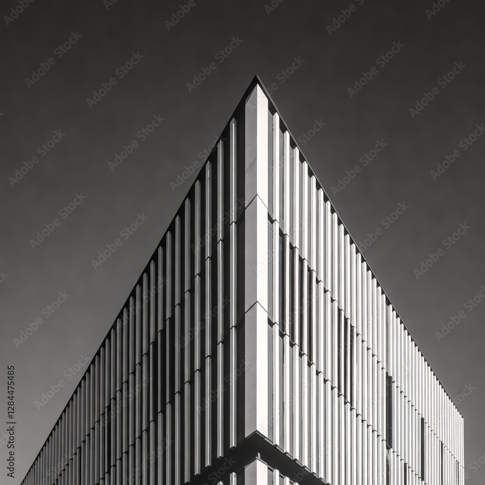 Poster geometric elegance: the sharp corner of a modern building, a study in minimalist design and architec