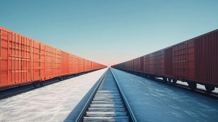 Obraz premium Global business of Container Cargo freight train for Business logistics concept, Air cargo trucking, Rail transportation and maritime shipping, Online goods orders worldwide. Container truck in ship 