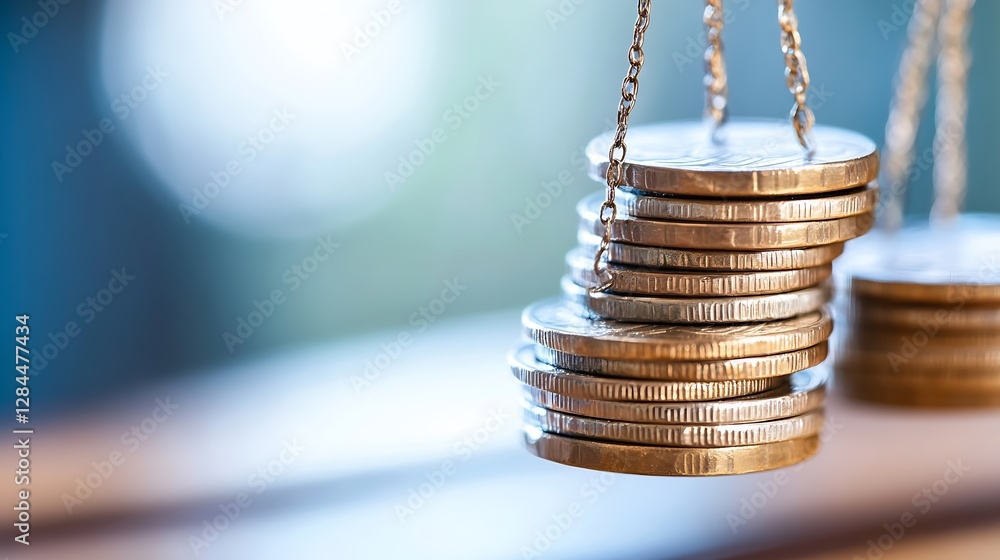 Aufkleber close up view of stacked coins with blurred background emphasizing the concept of wealth and finance