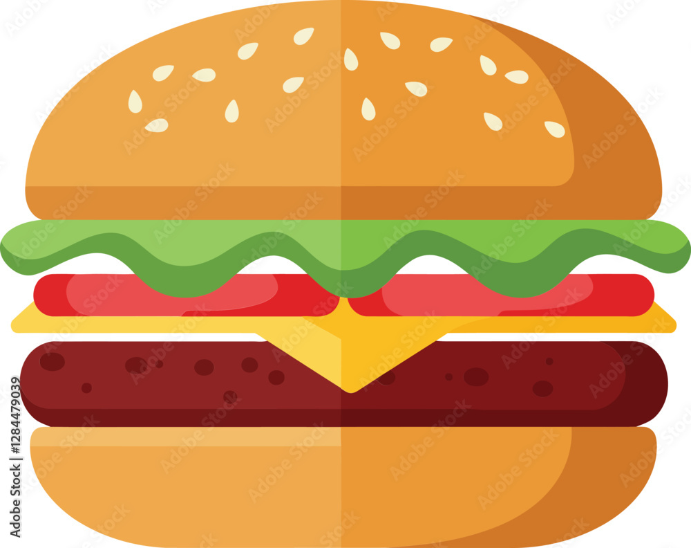 Poster hamburger with fresh ingredients in minimal design style vector art