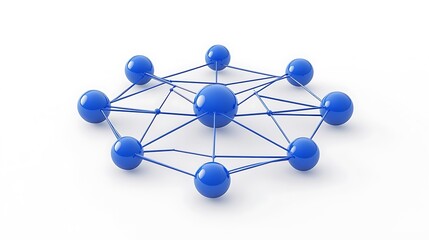 Interconnected Blue Spheres: A 3D Render of a Network AI Generated