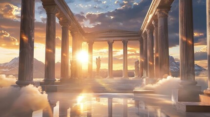 Artistic representation of Olympus, the sacred home of the Greek gods.