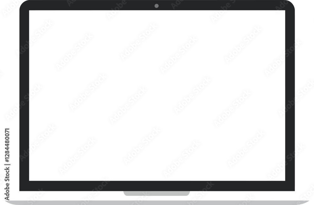 Poster laptop computer design in flat style with minimal details showcasing versatility vector illustration