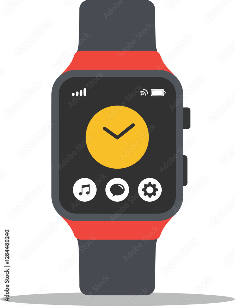 Aufkleber smartwatch design in flat style with colorful interface and modern features vector illustration