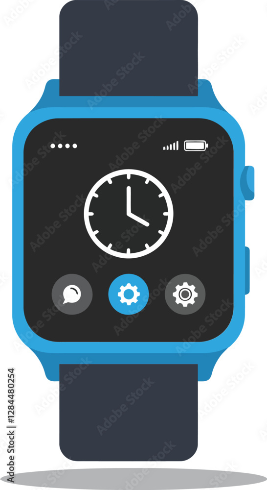 Poster smartwatch design with flat style showcasing modern interface elements in vector art