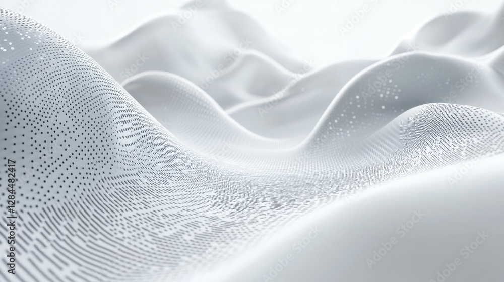 Poster abstract white digital waves with dotted patterns