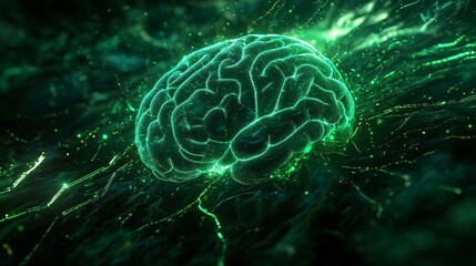 Green Brain with Colorful Neural Connections