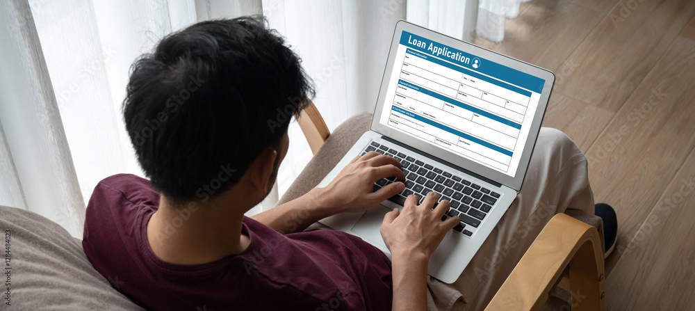 Poster online loan application form for modish digital information collection on the internet network