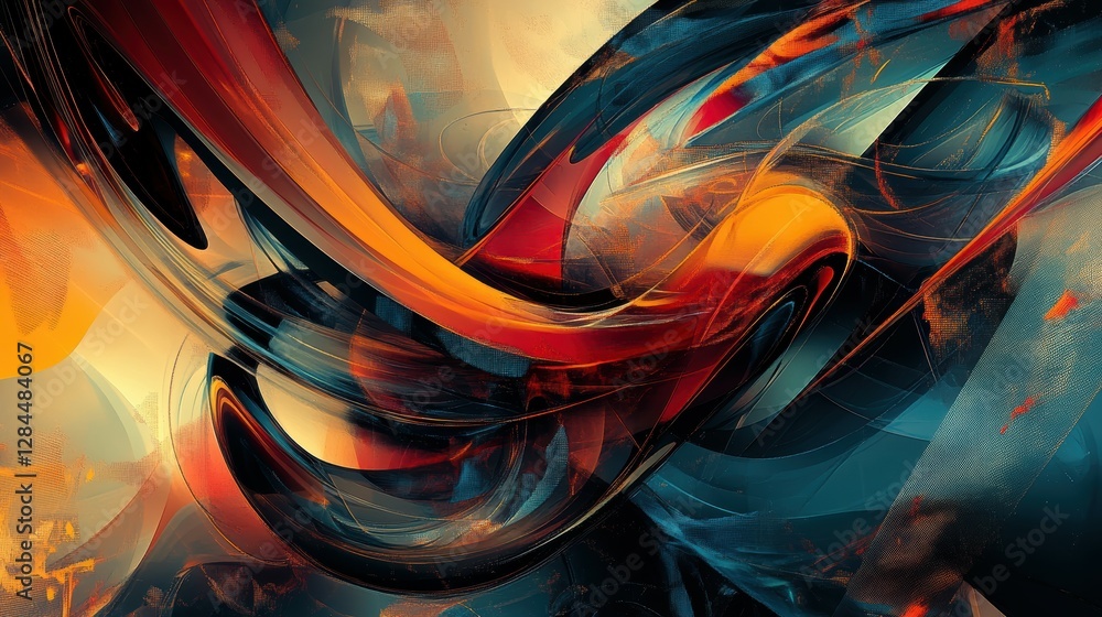 Poster abstract swirling colorful waves in dynamic motion
