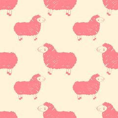 Cute sheep hand drawn seamless pattern