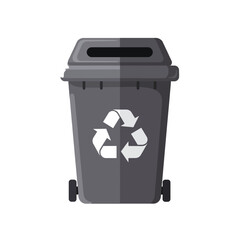 Recycling trash bin design in flat style featuring eco friendly elements vector art