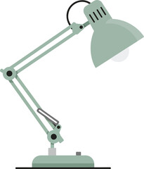 Desk lamp design in flat style showcasing adjustable arm and shade vector art
