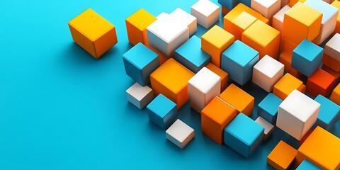 Obraz premium Colorful Abstract Cubes on Blue Background