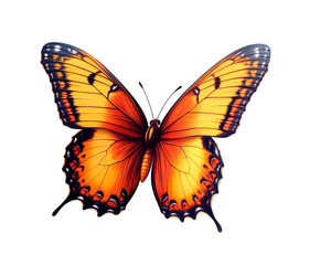 Vibrant monarch butterfly with striking orange and black wings isolated on transparent background