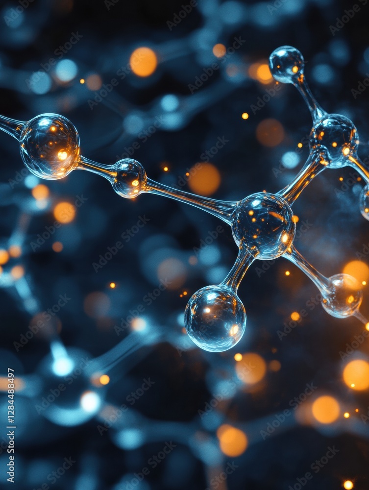 Poster glowing gas molecules in motion illustrate dynamic interactions in a vivid scientific visualization 