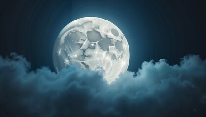 Obraz premium Mystical full moon glowing amidst swirling mist, magical ambiance, esoteric