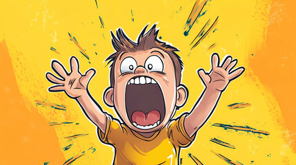 An illustration of a cartoon character shouting with excitement and joy
