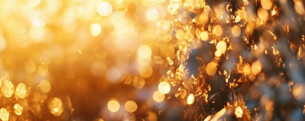 Warm golden bokeh with abstract light patterns and soft blurred background