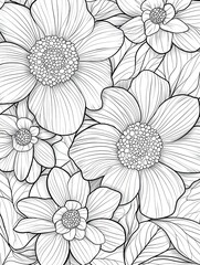 Black and white flowers for children's coloring on a white background. Educational illustration for children. Flowers for books
