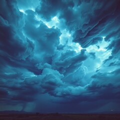 Naklejka premium Dramatic Storm Clouds Gathering with Light Breaking Through for Weather Concepts