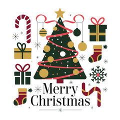 Obraz premium 2d vector illustration colorful icon for Christmas items and decoration with gifts accessories