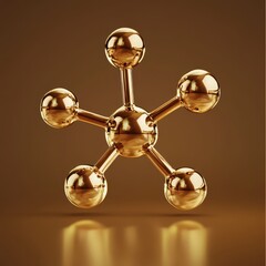 A digital 3d rendering of mct oil molecular structure with five spheres on a brown background...