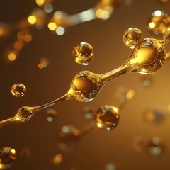 A digital 3d rendering of mct oil molecular structure with bubbles and liquid drop in high resolution