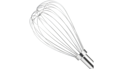 A stainless steel whisk with multiple loops, designed for mixing ingredients efficiently in cooking and baking.