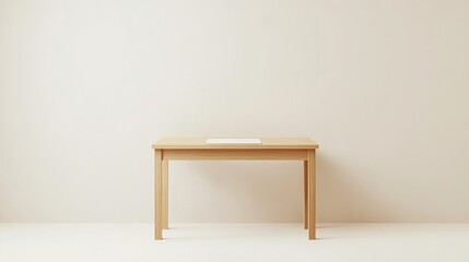 Simple Minimalist Light Wooden Table Mockup Clean Modern Design Interior Room Empty Space Neutral Background Perfect for Product Presentation         