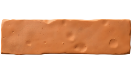 A smooth, rectangular piece of orange clay with subtle indentations and variations on its surface.
