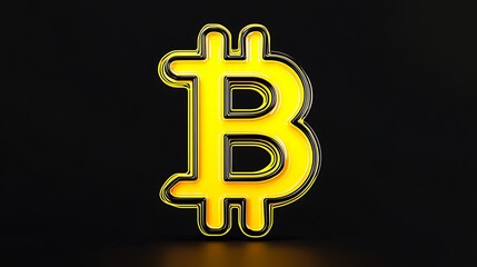 Glowing Bitcoin Symbol: A 3D Rendered Cryptocurrency Icon AI Generated