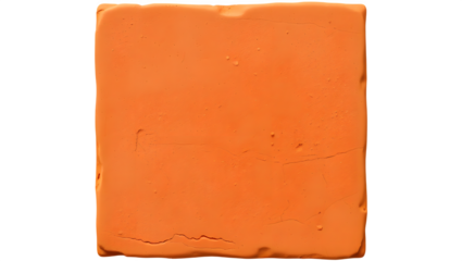 A vibrant orange square of clay, showcasing a smooth texture and bold color, ideal for artistic creations and modeling.