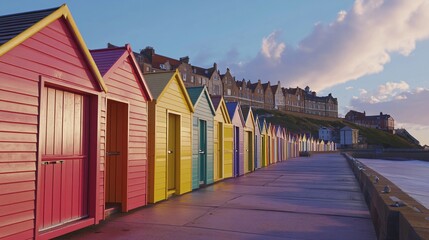 Colorful Beach Huts in Whitby, England