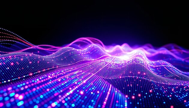 Purple and Blue Wavy Data Stream