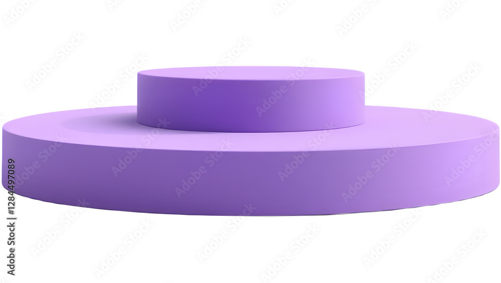 Poster a smooth, purple geometric shape consisting of a larger circular base and a smaller circular top, sh
