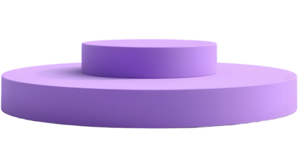 A smooth, purple geometric shape consisting of a larger circular base and a smaller circular top, showcasing a clean design and modern aesthetic.