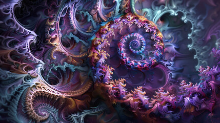 Hypnotic vortex waves spiraling into infinite fractal patterns