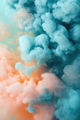 Close up of colorful smoke billowing into the air.