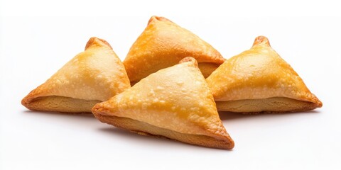 Baked golden triangle-shaped appetizers, perfect for a snack or party platter.