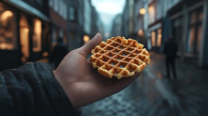 Fototapeta premium Norwegian Waffle Breakfast: Traditional Meal Enjoyed in Norway