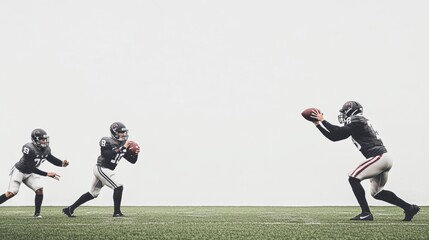 Quarterback training with teammates on a green field. Featuring teamwork and precision