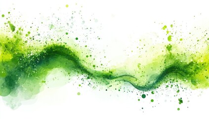 Obraz premium Abstract green watercolor splash, dots, and stains on a white background vector illustration with isolated design elements