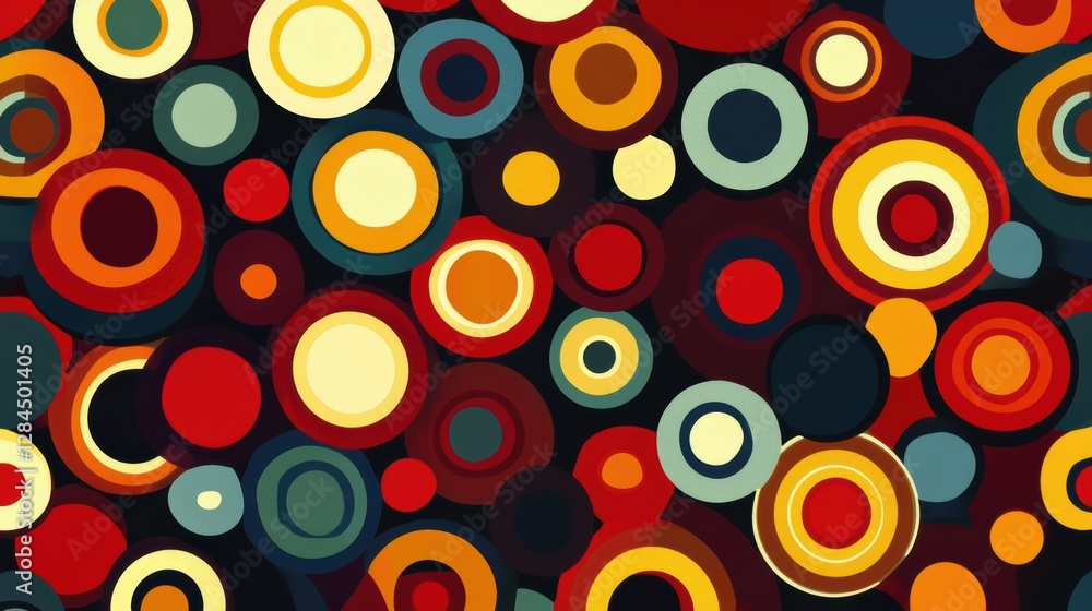 Poster vibrant abstract geometric circles with multicolored pattern