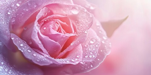 Close-up of a pink rose with water droplets on the petals