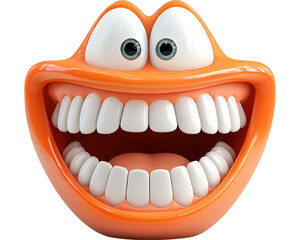 Fototapeta premium 3D Cartoon face with bright eyes & big smile. Isolated. Use dental advertising, happy character