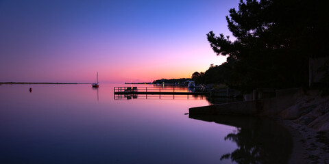 Cape Cod Sunset Seascape, Hyannis Beach Port, Barnstable, Massachusetts, USA: Tranquil evening landscape of the Atlantic Ocean Shore in New England of America