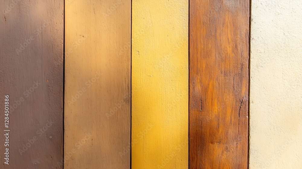 Leinwandbilder wooden planks of various colors arranged in a visually appealing pattern : generative ai